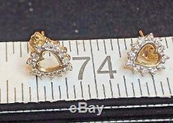 Vintage 14k White Gold Diamond Earrings Hearts Designer Signed Adl Wedding