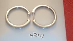 Vintage 14k White Gold Genuine Natural Diamond Earring Hoops Signed Ze