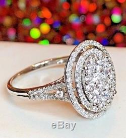 Vintage 14k White Gold Genuine Natural Diamond Ring Signed Ea Engagement