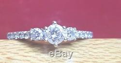Vintage 14k White Gold Genuine Natural Graduated Diamond Ring Band Signed Sd