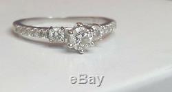 Vintage 14k White Gold Genuine Natural Graduated Diamond Ring Band Signed Sd