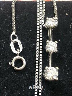 Vintage 14k White Gold Natural Diamond Necklace Pendant Signed Naj Appraisal