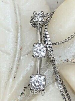 Vintage 14k White Gold Natural Diamond Necklace Pendant Signed Naj Appraisal