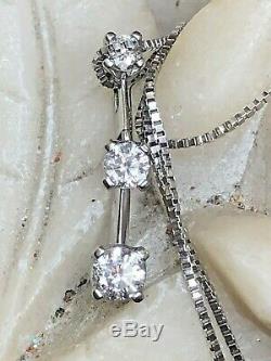 Vintage 14k White Gold Natural Diamond Necklace Pendant Signed Naj Appraisal