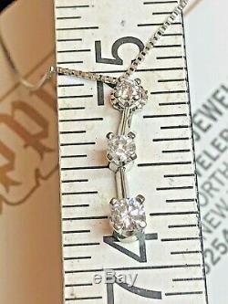 Vintage 14k White Gold Natural Diamond Necklace Pendant Signed Naj Appraisal