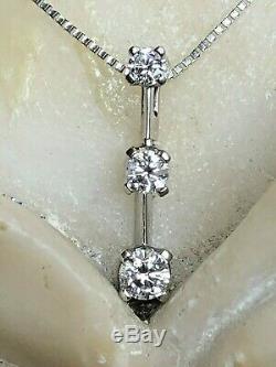 Vintage 14k White Gold Natural Diamond Necklace Pendant Signed Naj Appraisal