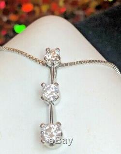 Vintage 14k White Gold Natural Diamond Necklace Pendant Signed Naj Appraisal