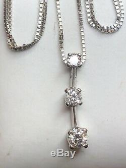 Vintage 14k White Gold Natural Diamond Necklace Pendant Signed Naj Appraisal