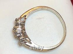 Vintage 14k White Gold Natural Diamond Ring Triple Halo Engagement Signed Jst