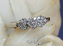 Vintage 14k White Gold Natural Diamond Ring Triple Halo Engagement Signed Jst