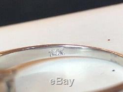 Vintage 14k White Gold Rare Prasiolite Diamond Gemstone Ring Engagement Signed
