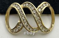 Vintage 14k Yellow Gold Diamond Pendant Signed CI Crossover Love Omega. 44ctw