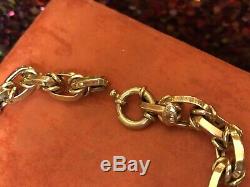 Vintage 14k Yellow Gold Oval Chain Bracelet Designer Signed Milor Made Italy