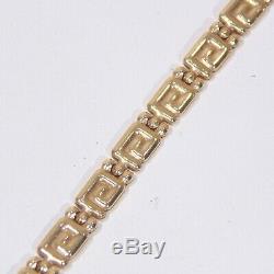 Vintage 14k yellow gold Greek key design bracelet, 7.5 long x 4 mm, signed L'do