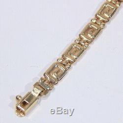 Vintage 14k yellow gold Greek key design bracelet, 7.5 long x 4 mm, signed L'do