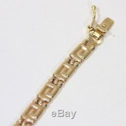 Vintage 14k yellow gold Greek key design bracelet, 7.5 long x 4 mm, signed L'do