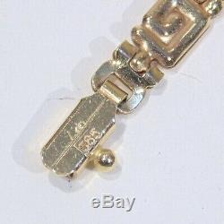 Vintage 14k yellow gold Greek key design bracelet, 7.5 long x 4 mm, signed L'do