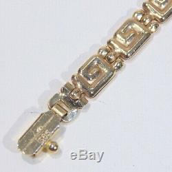 Vintage 14k yellow gold Greek key design bracelet, 7.5 long x 4 mm, signed L'do