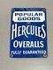 Vintage 15 Rare Hercules Overalls Store Porcelain Sign Car Gas Oil Automobile