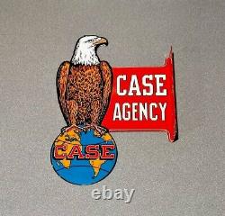 Vintage 18 Case Eagle Machinery Double Sided Porcelain Sign Car Gas Oil Truck
