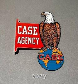 Vintage 18 Case Eagle Machinery Double Sided Porcelain Sign Car Gas Oil Truck