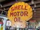 Vintage 1920's Shell Gas Service Station Double Sided Porcelain Sign