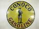 Vintage 1920s Conoco Gasoline And Oil Porcelain Enamel Sign