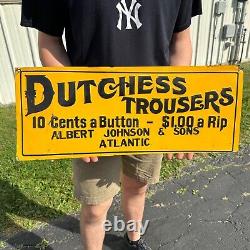 Vintage 1920s Dutchess Trousers Clothing Tin Advertising Sign Atlantic IA