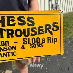 Vintage 1920s Dutchess Trousers Clothing Tin Advertising Sign Atlantic IA