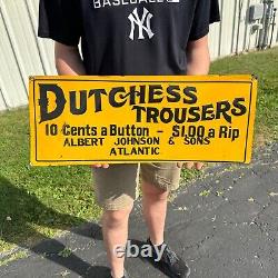 Vintage 1920s Dutchess Trousers Clothing Tin Advertising Sign Atlantic IA