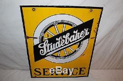 Vintage 1920s Studebaker Car Dealership Gas Oil 2 Sided 24 Porcelain Metal Sign