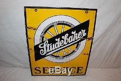 Vintage 1920s Studebaker Car Dealership Gas Oil 2 Sided 24 Porcelain Metal Sign