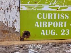 Vintage 1930 Air Races Porcelain Sign Old Curtiss Reynolds Airfield Chicago USA