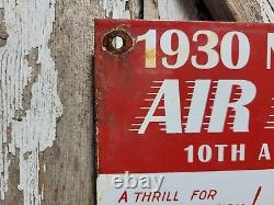 Vintage 1930 Air Races Porcelain Sign Old Curtiss Reynolds Airfield Chicago USA