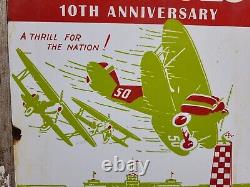 Vintage 1930 Air Races Porcelain Sign Old Curtiss Reynolds Airfield Chicago USA