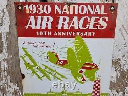 Vintage 1930 Air Races Porcelain Sign Old Curtiss Reynolds Airfield Chicago USA