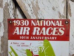 Vintage 1930 Air Races Porcelain Sign Old Curtiss Reynolds Airfield Chicago USA