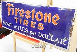 Vintage 1930's Firestone Tires Gas Oil 48 Porcelain Metal Sign