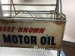 Vintage 1930's MOBIL OIL, Oil Can Display Rack Stand Gas Station Sign ORIGINAL