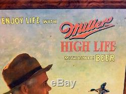 Vintage 1930's Miller High Life Tin Litho Self Frame Sign by JF Kernan RARE