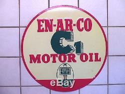 Vintage 1930s Motor Oil Sign Enarco White Rose Gasoline Gas Station Old Original