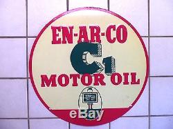 Vintage 1930s Motor Oil Sign Enarco White Rose Gasoline Gas Station Old Original
