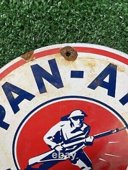 Vintage 1931 Pan-am Porcelain Sign Military War Panama 12 Gas Motor Oil Service