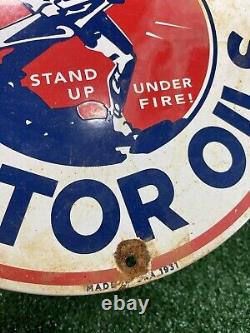 Vintage 1931 Pan-am Porcelain Sign Military War Panama 12 Gas Motor Oil Service