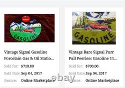 Vintage 1931 Signal Peerless Gasoline Airplane +car 11 3/4 Porcelain Metal Sign