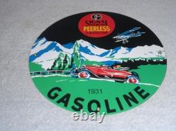 Vintage 1931 Signal Peerless Gasoline Airplane +car 11 3/4 Porcelain Metal Sign