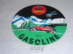 Vintage 1931 Signal Peerless Gasoline Airplane +car 11 3/4 Porcelain Metal Sign Vintage 1931 Signal Peerless Gasoline Airplane +car 11 3/4 Porcelain Metal Sign