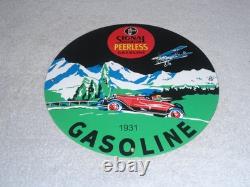 Vintage 1931 Signal Peerless Gasoline Airplane +car 11 3/4 Porcelain Metal Sign