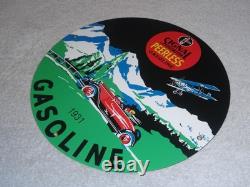 Vintage 1931 Signal Peerless Gasoline Airplane +car 11 3/4 Porcelain Metal Sign