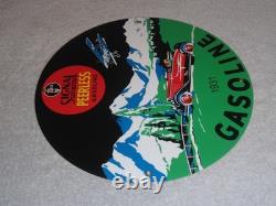 Vintage 1931 Signal Peerless Gasoline Airplane +car 11 3/4 Porcelain Metal Sign